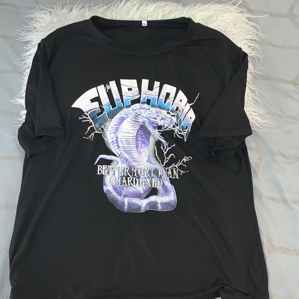 Black Tee Shirt With EUPHORIA written on front
